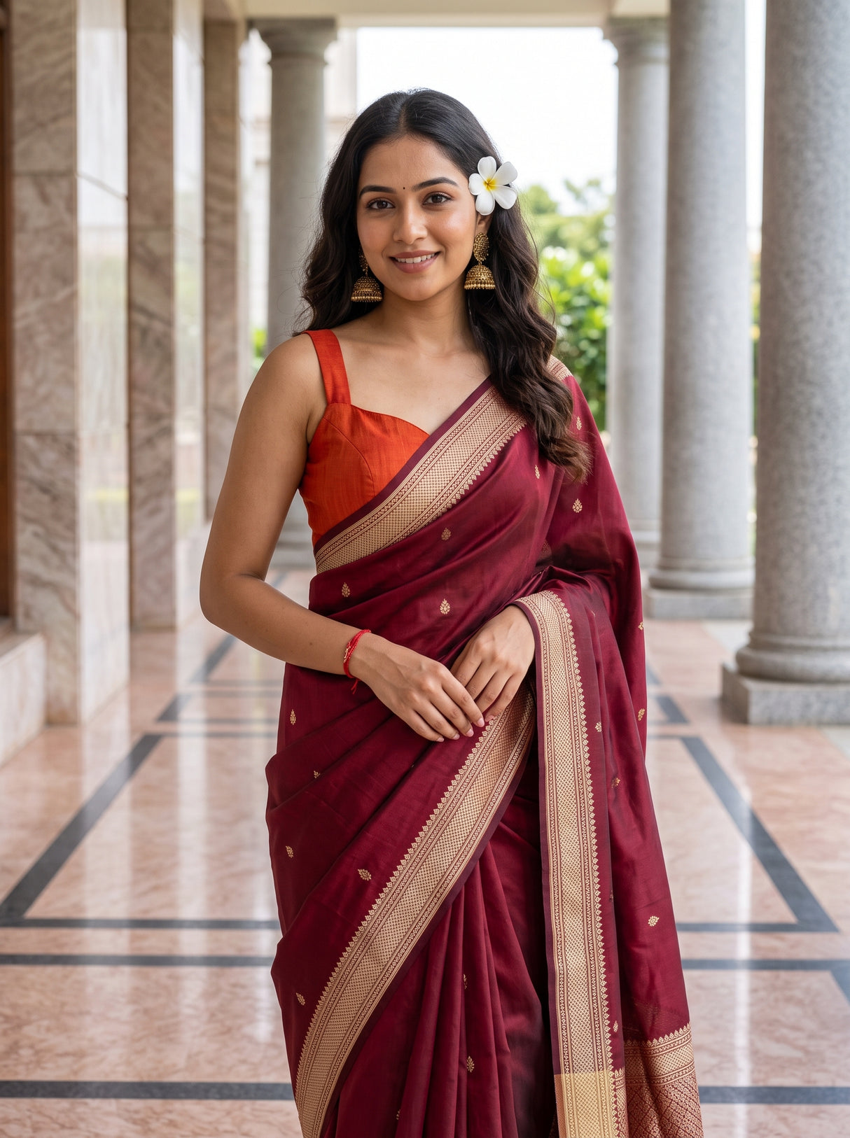 MIMOSA Chocolate Saree Saree — pose 10 styling detail