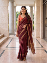 MIMOSA Chocolate Saree Saree — pose 6 styling detail