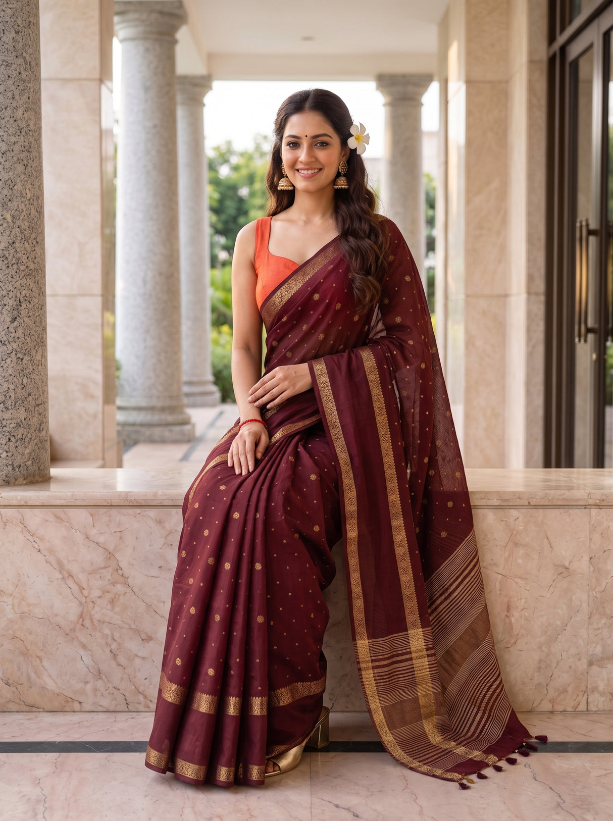 MIMOSA Chocolate Saree Saree — pose 8 styling detail