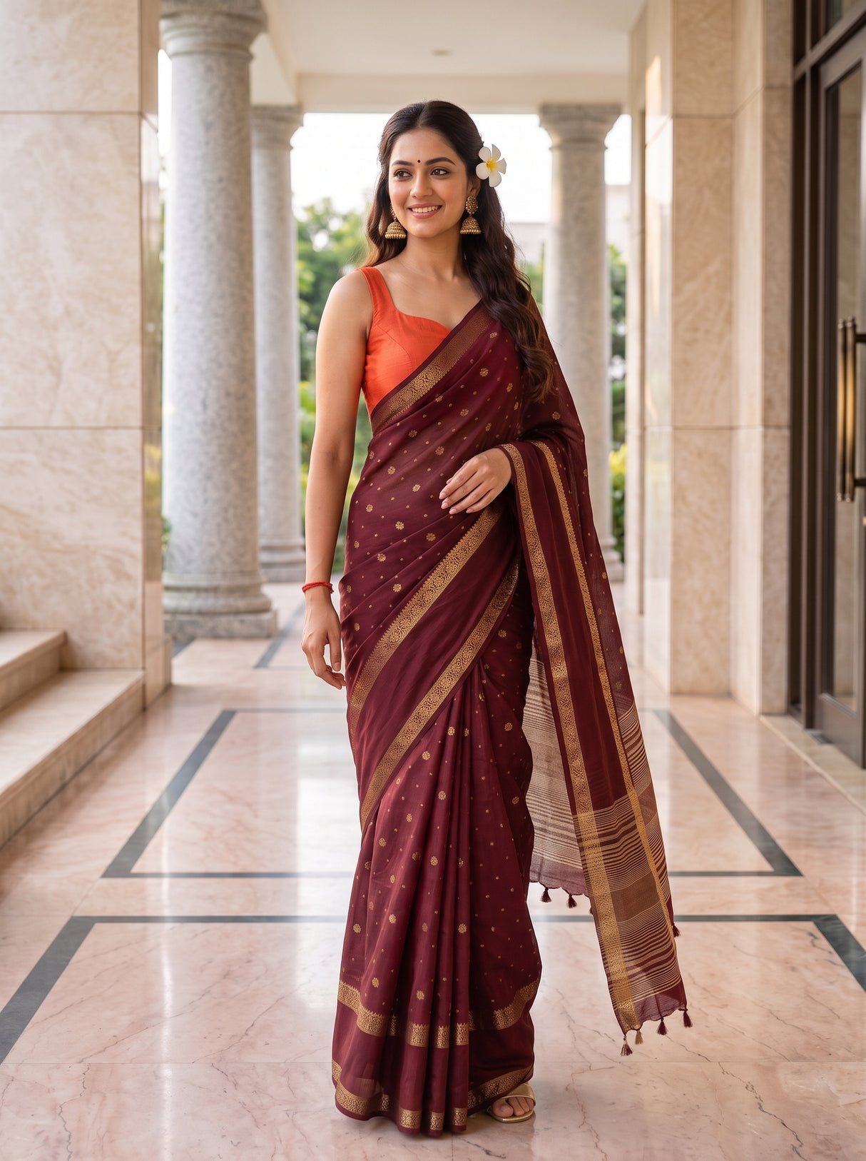 MIMOSA Chocolate Saree Saree — pose 9 styling detail