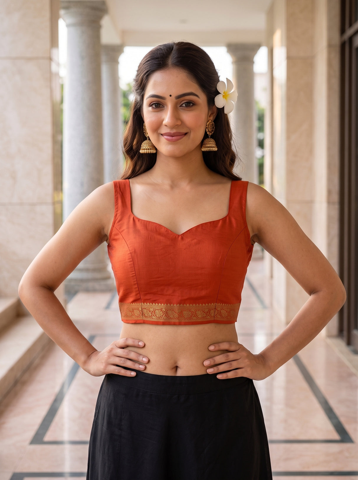 MIMOSA Chocolate Saree Saree — blouse close-up
