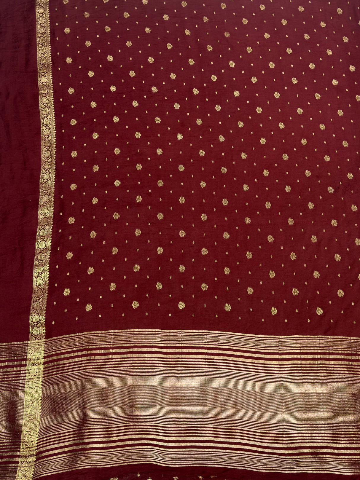 MIMOSA Chocolate Saree Saree — pallu and zari work detail