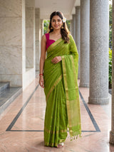 MIMOSA Olive Saree Saree — front view on mannequin