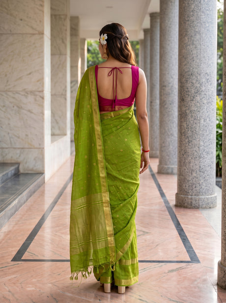MIMOSA Olive Saree Saree — pose 2 styling detail