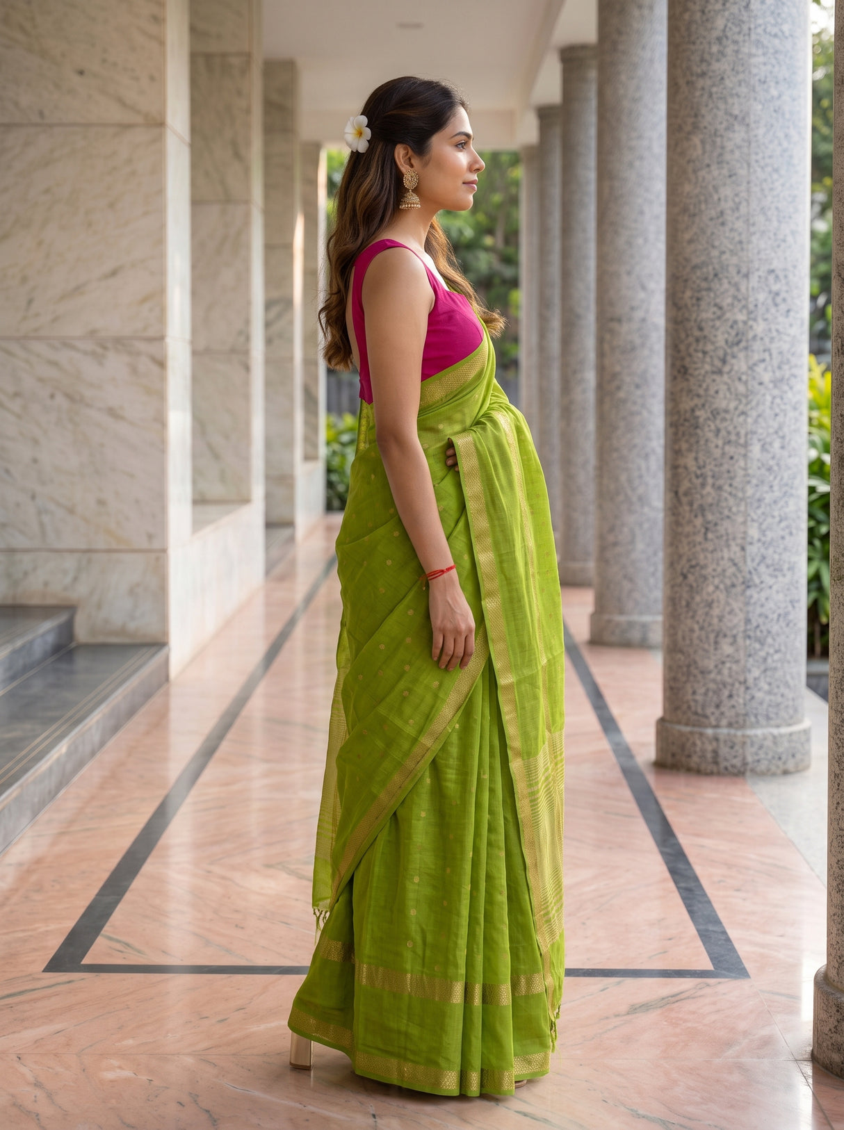 MIMOSA Olive Saree Saree — pose 3 styling detail