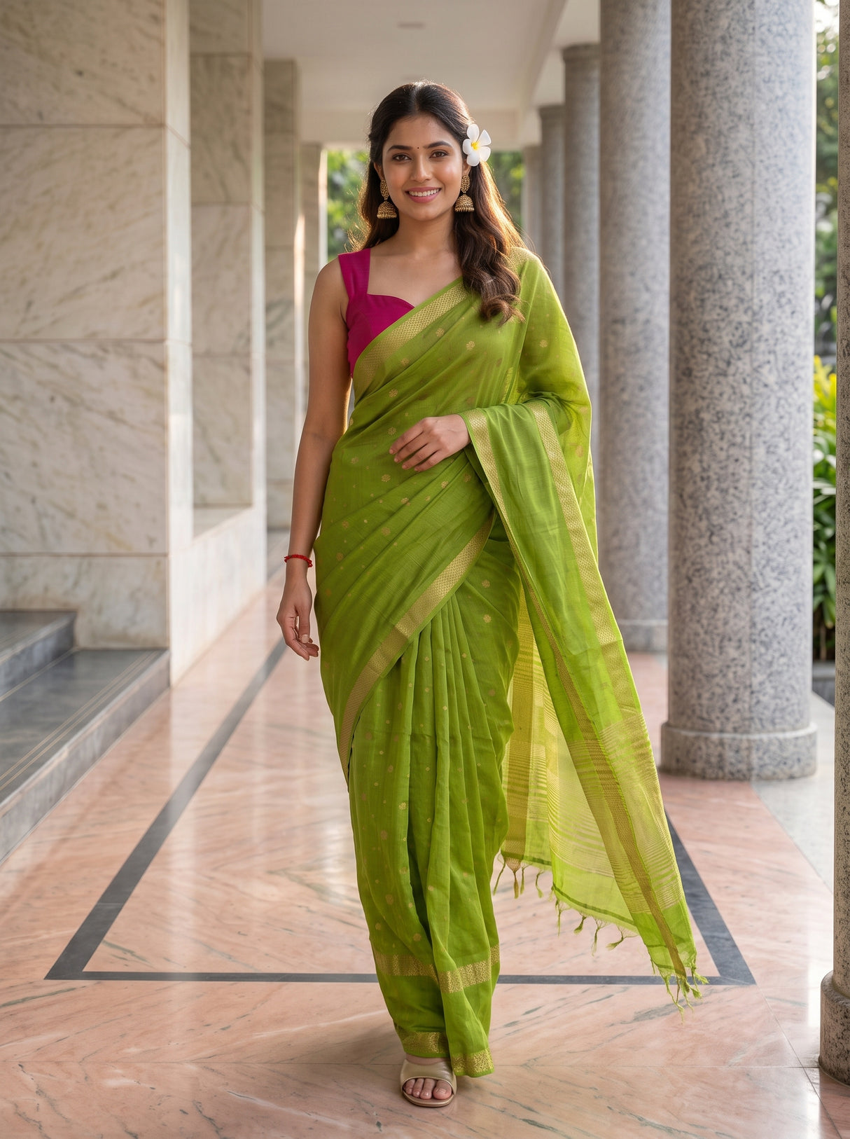 MIMOSA Olive Saree Saree — pose 6 styling detail