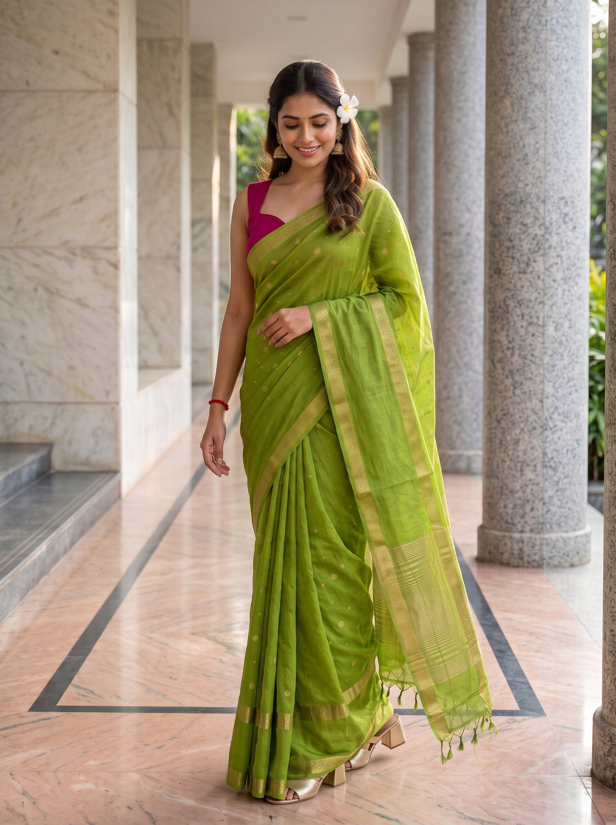 MIMOSA Olive Saree Saree — pose 9 styling detail