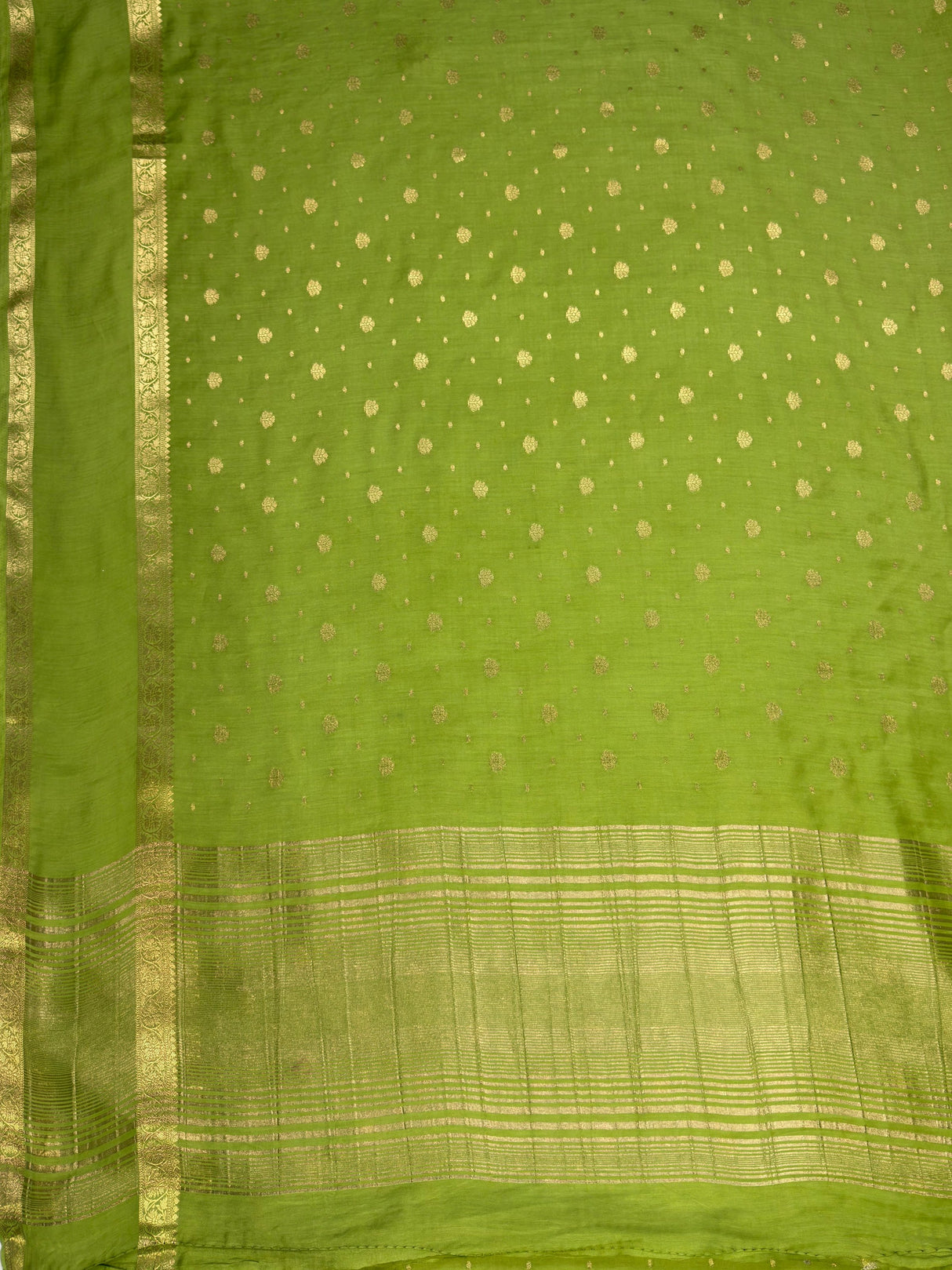 MIMOSA Olive Saree Saree — pallu and zari work detail