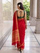 MIMOSA Red Saree Saree — pose 2 styling detail