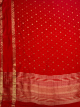 MIMOSA Red Saree Saree — pallu and zari work detail