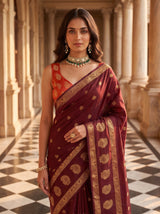 MIMOSA Chocolate Saree Saree — pose 10 styling detail