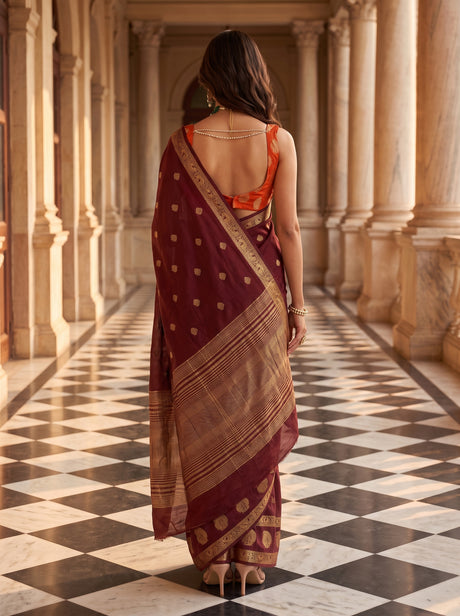 MIMOSA Chocolate Saree Saree — pose 2 styling detail