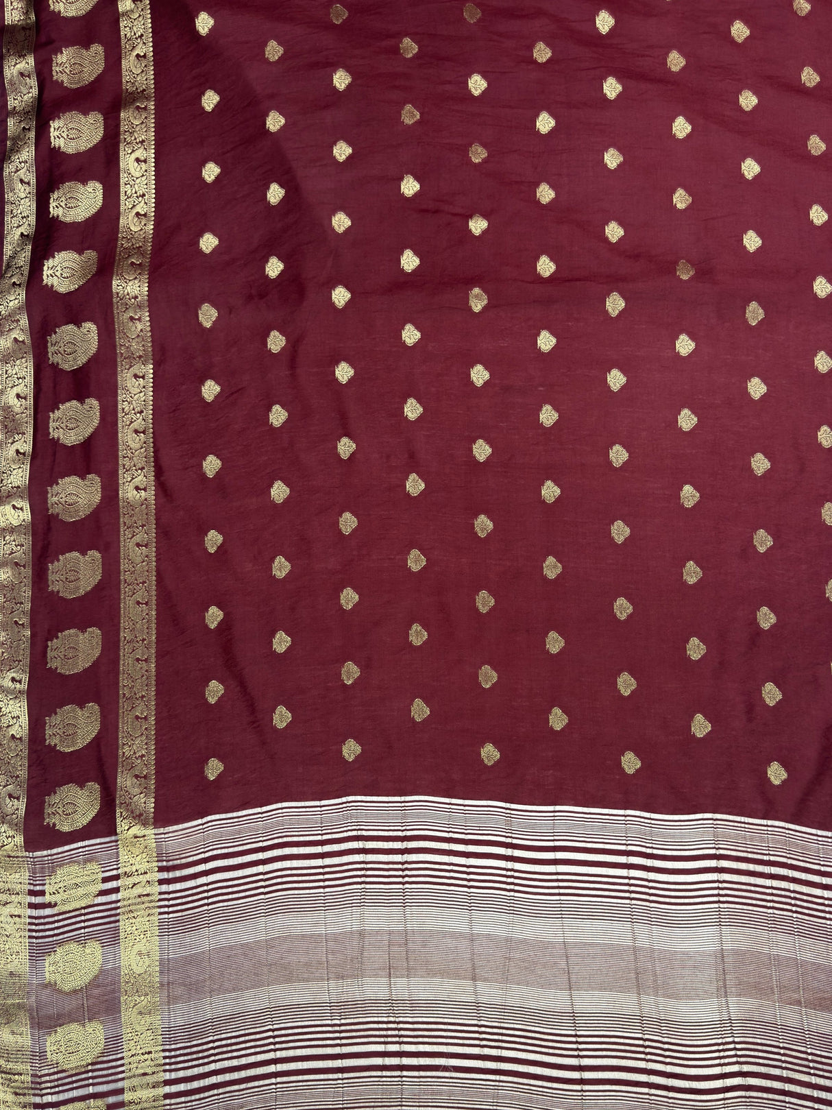 MIMOSA Chocolate Saree Saree — pallu and zari work detail
