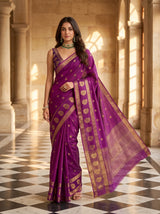 MIMOSA Gajari Saree Saree — front view on mannequin