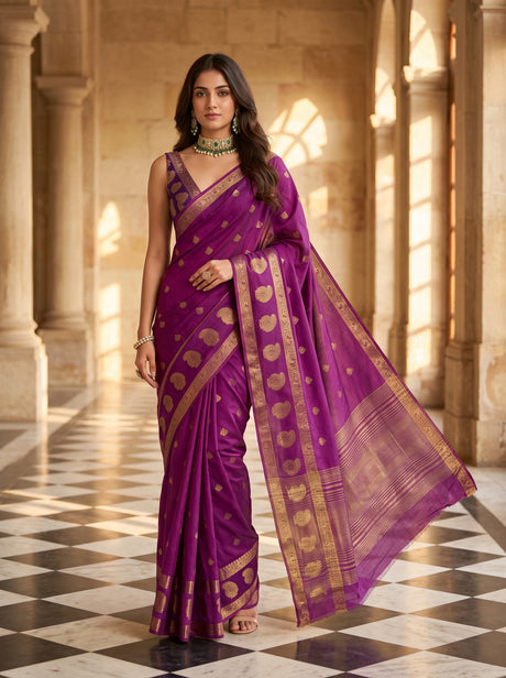 MIMOSA Gajari Saree Saree — front view on mannequin
