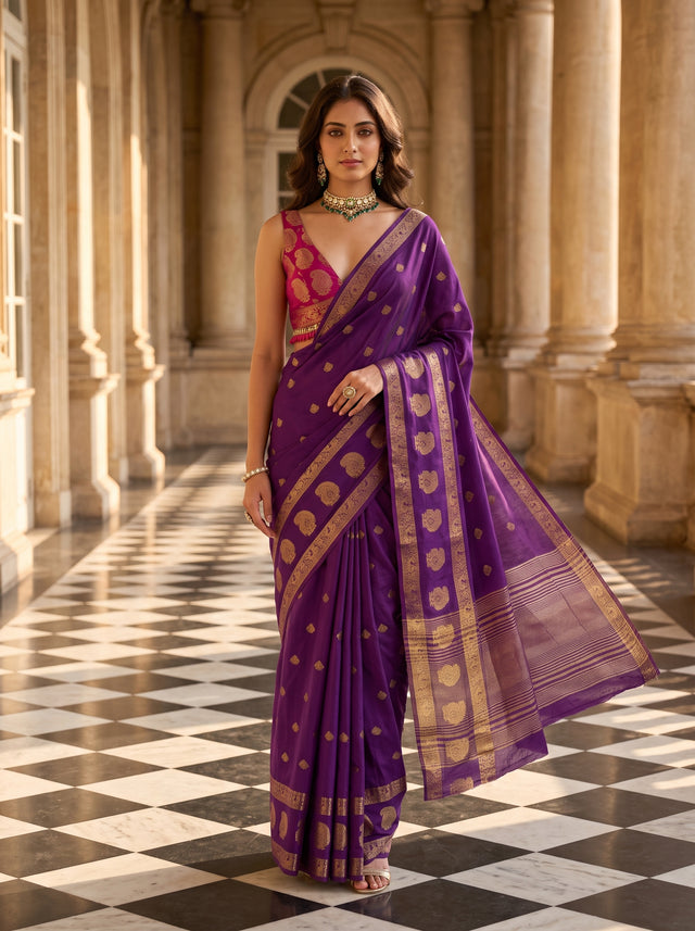 MIMOSA Jamun Saree Saree — front view on mannequin