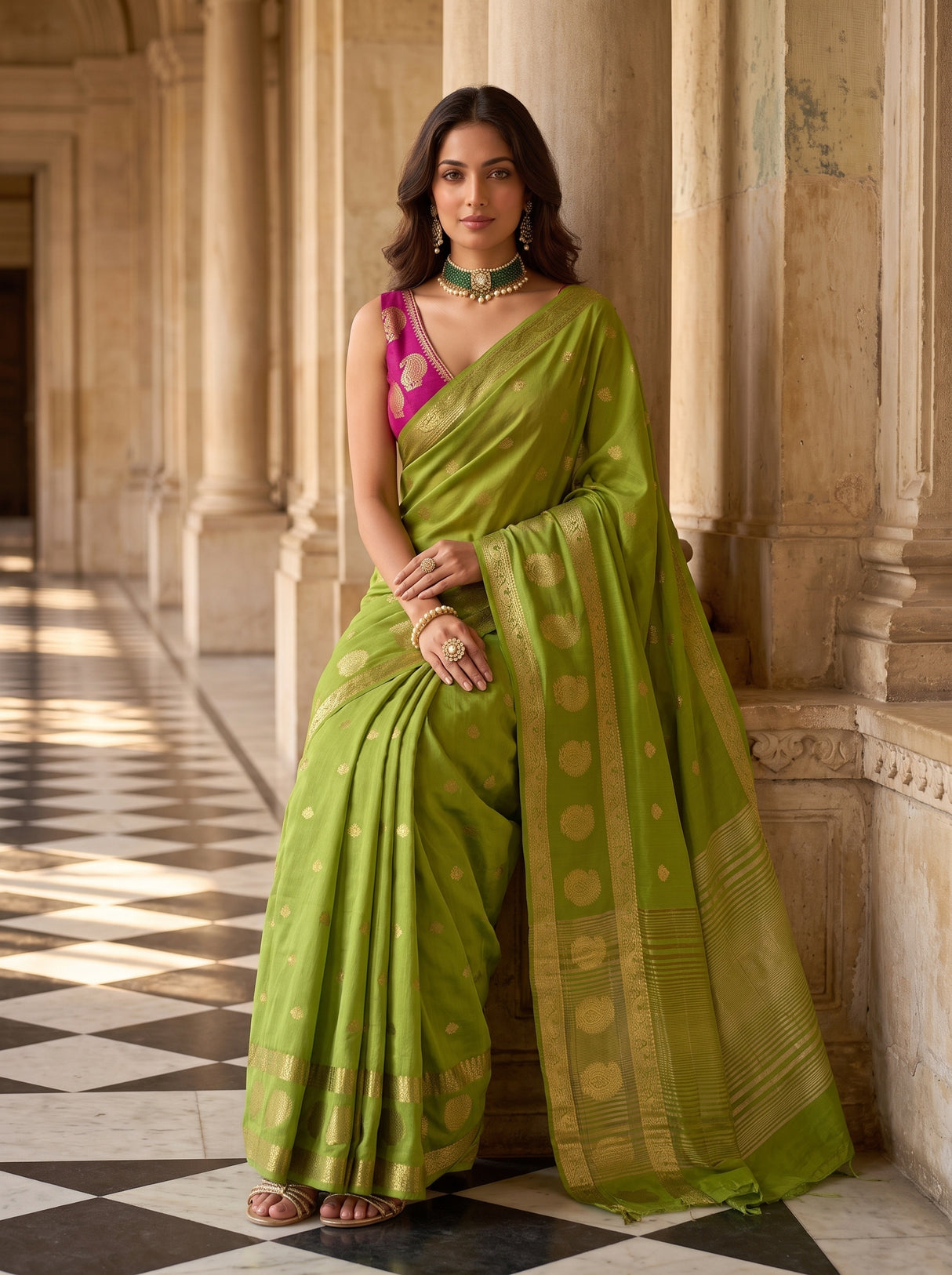 MIMOSA Olive Saree Saree — pose 8 styling detail