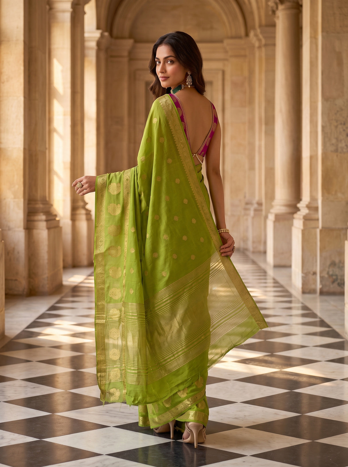 MIMOSA Olive Saree Saree — pose 9 styling detail