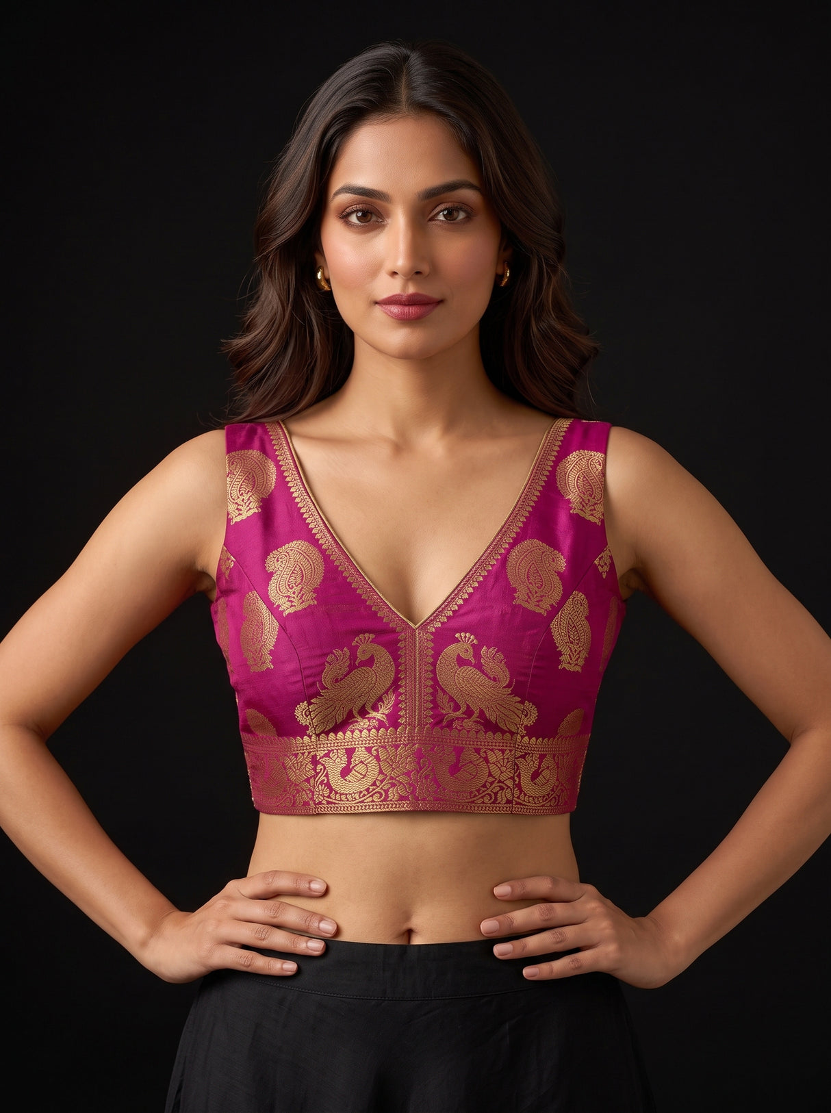 MIMOSA Olive Saree Saree — blouse close-up