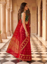 MIMOSA Red Saree Saree — pose 3 styling detail
