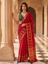 MIMOSA Red Saree Saree — pose 4 styling detail