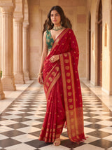 MIMOSA Red Saree Saree — pose 6 styling detail