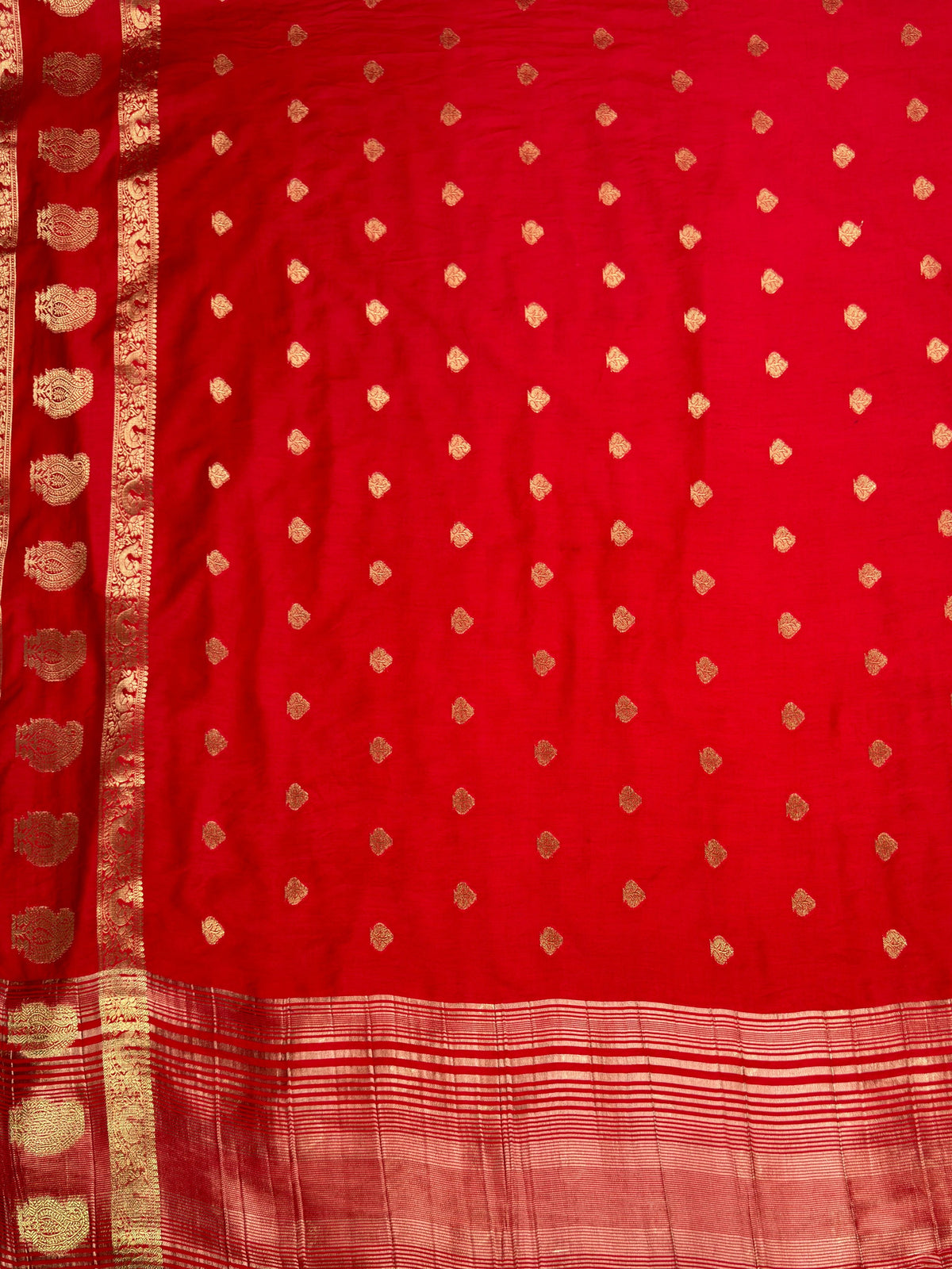MIMOSA Red Saree Saree — pallu and zari work detail