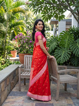 MIMOSA Orange Mysore Silk Saree — pose 10 styling detail