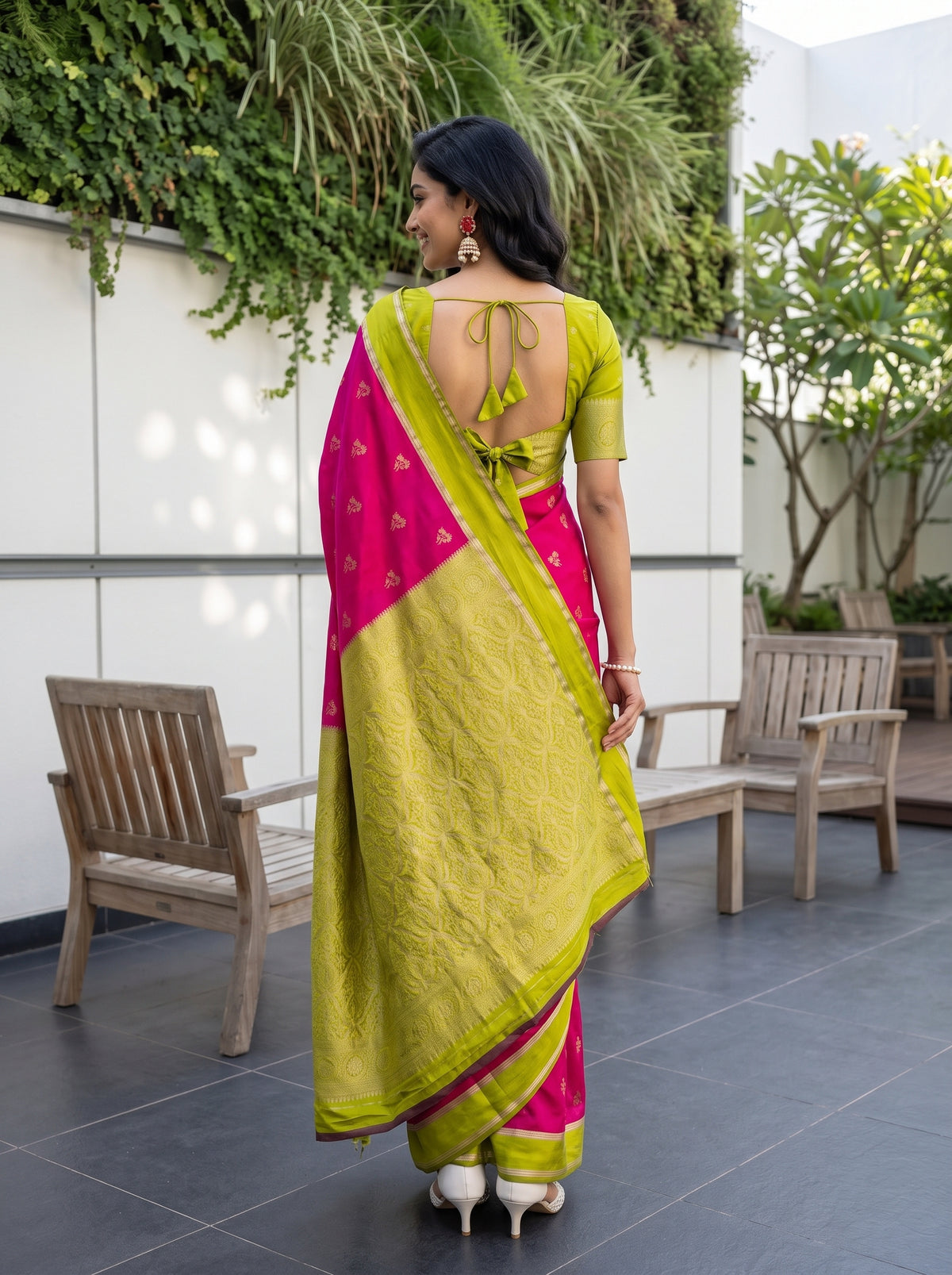 MIMOSA Rani Mysore Silk Saree — pose 2 styling detail