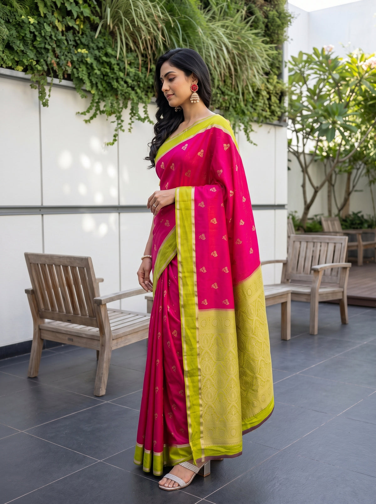 MIMOSA Rani Mysore Silk Saree — pose 3 styling detail