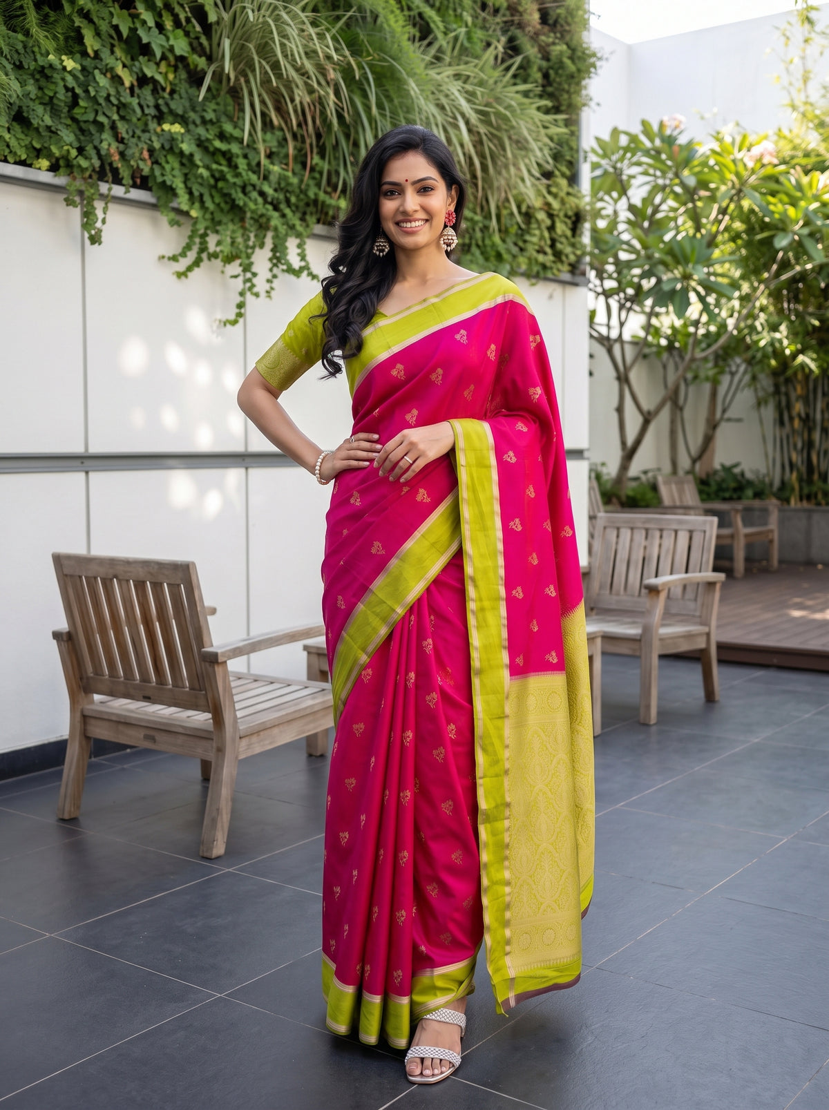 MIMOSA Rani Mysore Silk Saree — pose 4 styling detail
