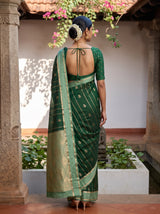 MIMOSA Bottle Green Mysore Silk Saree — pose 2 styling detail