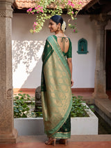 MIMOSA Bottle Green Mysore Silk Saree — pose 5 styling detail