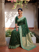 MIMOSA Bottle Green Mysore Silk Saree — pose 8 styling detail