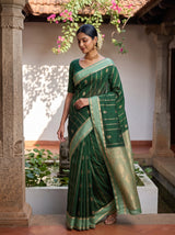 MIMOSA Bottle Green Mysore Silk Saree — pose 9 styling detail