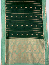 MIMOSA Bottle Green Mysore Silk Saree — pallu and zari work detail