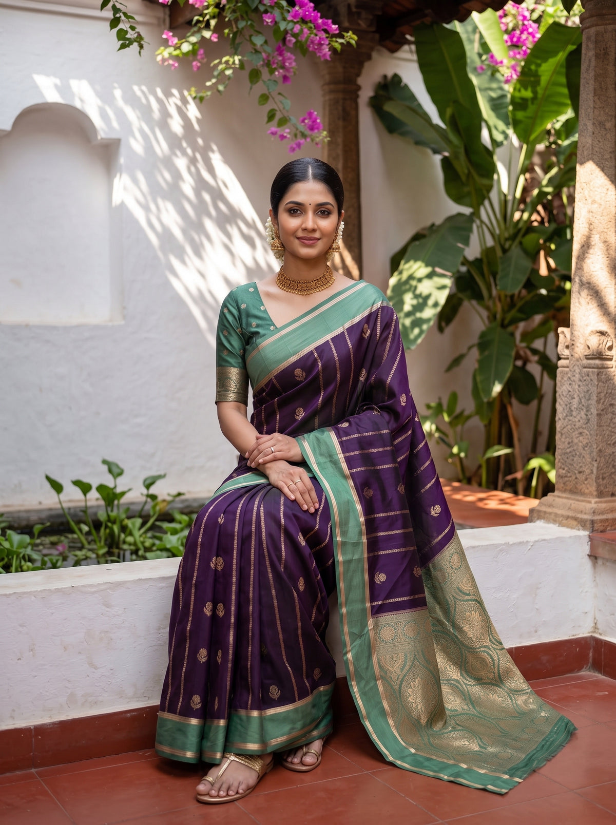 MIMOSA Jamun Mysore Silk Saree — pose 8 styling detail