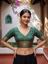 MIMOSA Jamun Mysore Silk Saree — blouse close-up
