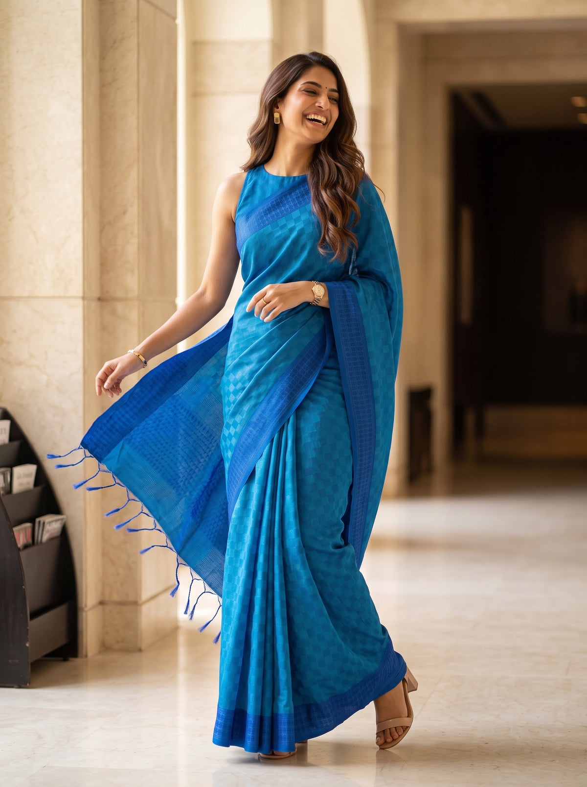 MIMOSA Ananda Bengaluru Saree — pose 5 styling detail