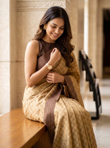 MIMOSA Chiku Bengaluru Saree — pose 10 styling detail