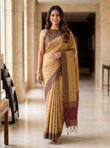 MIMOSA Chiku Bengaluru Saree — pose 6 styling detail