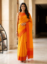 MIMOSA Gold Bengaluru Saree — front view on mannequin