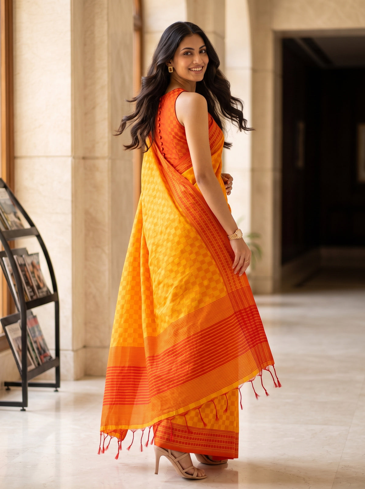 MIMOSA Gold Bengaluru Saree — pose 9 styling detail
