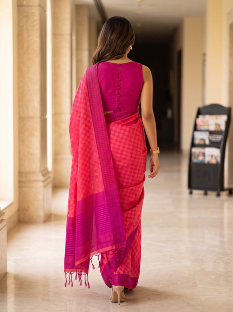 MIMOSA Gajari Bengaluru Saree — pose 2 styling detail