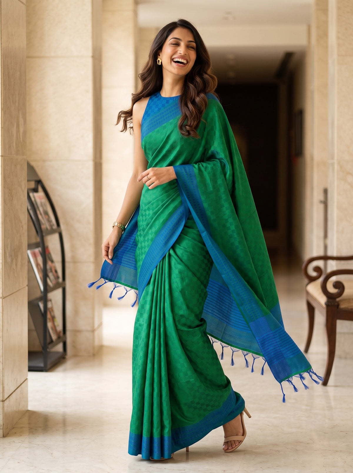 MIMOSA Green Bengaluru Saree — pose 5 styling detail