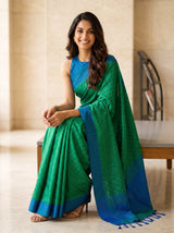 MIMOSA Green Bengaluru Saree — pose 8 styling detail