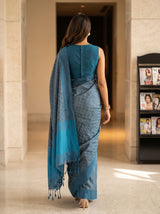 MIMOSA Grey Bengaluru Saree — pose 2 styling detail