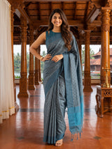 MIMOSA Grey Bengaluru Saree — pose 4 styling detail