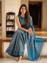 MIMOSA Grey Bengaluru Saree — pose 8 styling detail