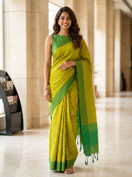 MIMOSA Liril Bengaluru Saree — front view on mannequin
